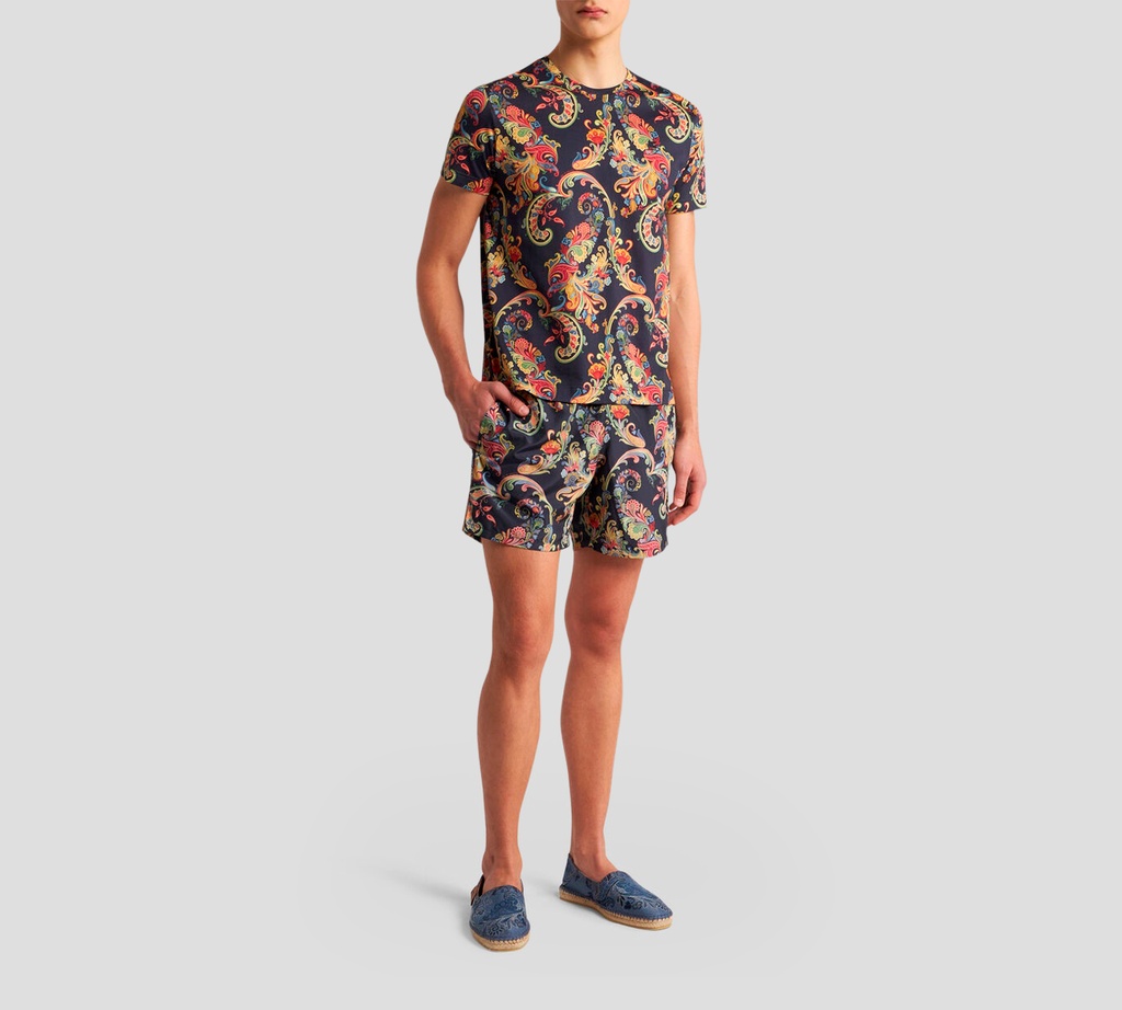 Etro - FRANELA NEGRA CON DISEÑO MULTICOLOR
