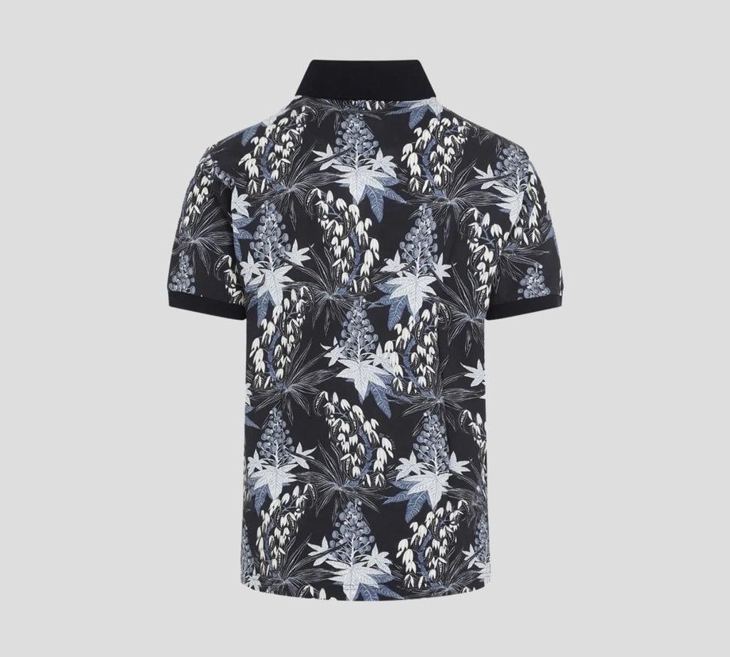 Etro - POLO AZUL CON DISEÑO DE FLORES AZULES