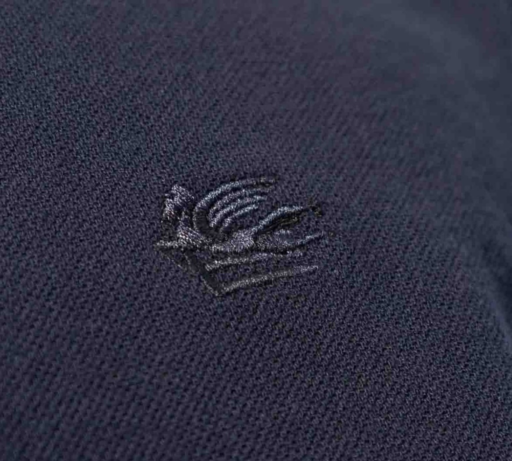 Etro - POLO AZUL OSCURO PRINTED DETAILS