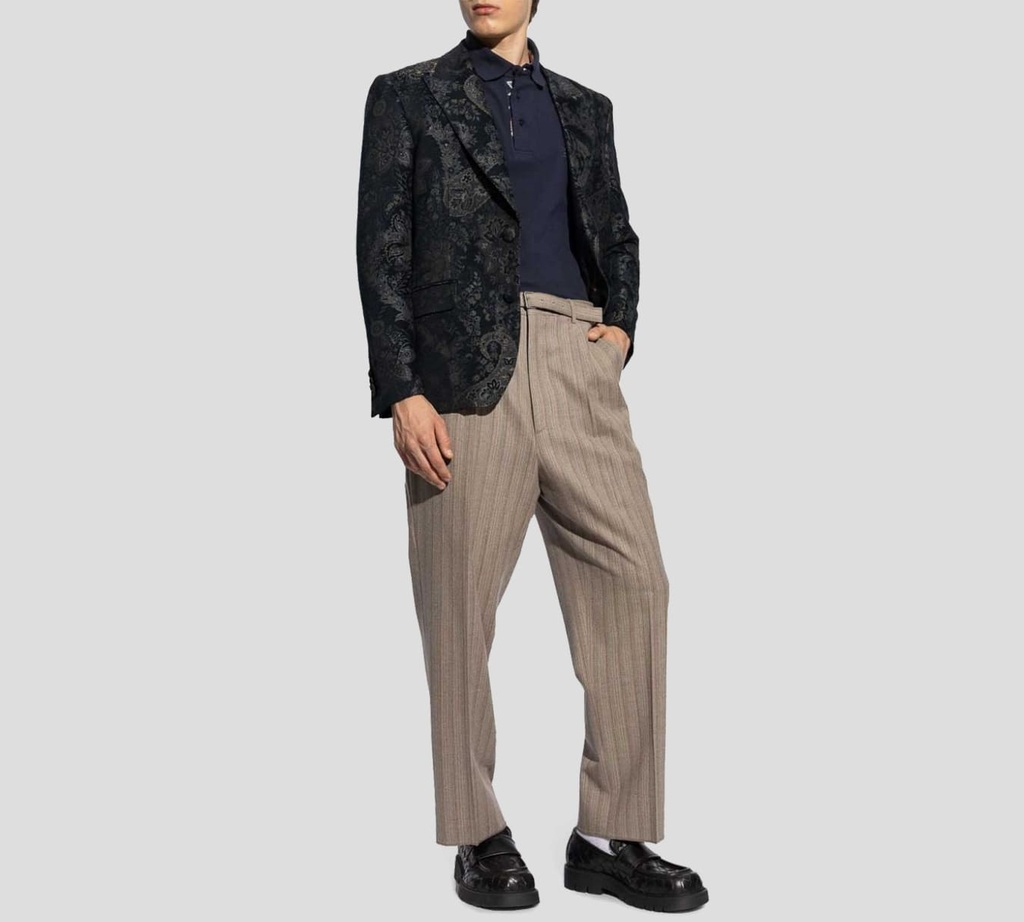 Etro - POLO AZUL OSCURO PRINTED DETAILS