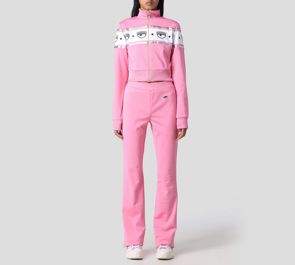 Chiara Ferragni - SWEATER CON CIERRE ROSADO CON MAXI LOGO DE OJOS