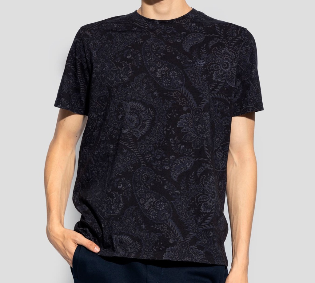 Etro - FRANELA AZL CON DISEÑO DESGASTADO