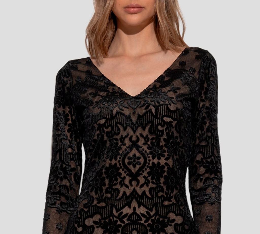 Etro - VESTIDO NEGRO CON DETALLES GAMUSADOS