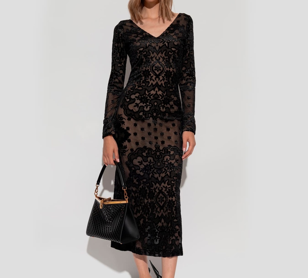 Etro - VESTIDO NEGRO CON DETALLES GAMUSADOS