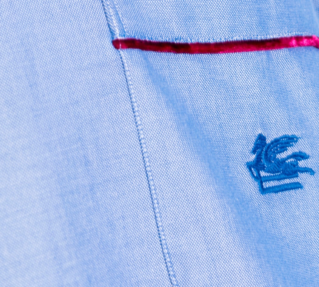 Etro - CAMISA OXFORD CON LOGO BORDADO Y BOLSILLO FRONTAL