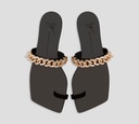 Giuseppe Zanotti - SANDALIA NEGRA PLANA CON CADENA