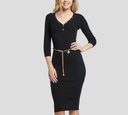 Elisabetta Franchi - VESTIDO NEGRO ACANALADO CON CINTURON
