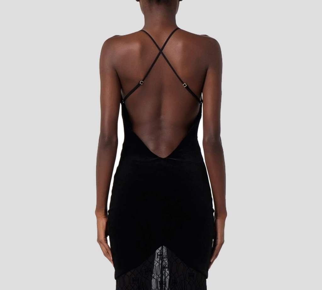 Elisabetta Franchi - VESTIDO NEGRO DE GAMUSA