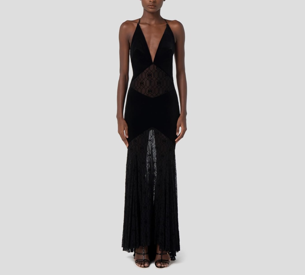 Elisabetta Franchi - VESTIDO NEGRO DE GAMUSA