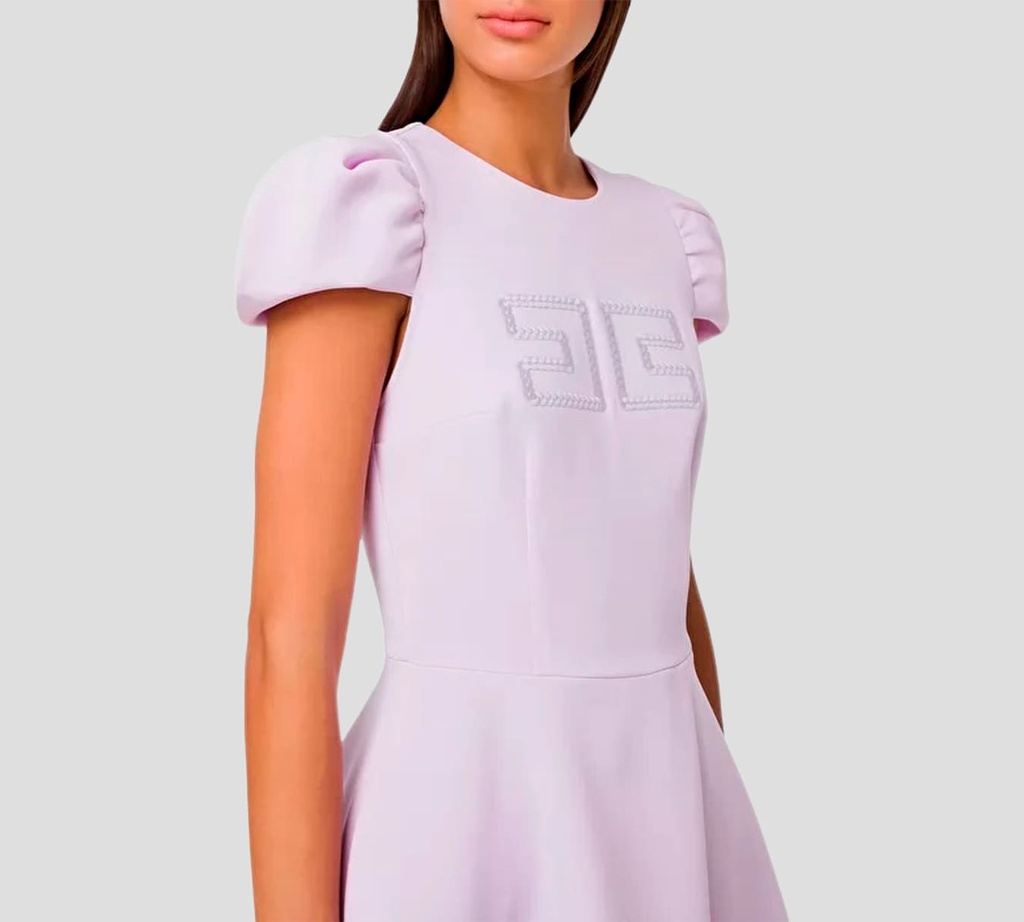 Elisabetta Franchi - VESTIDO DE MANGA TIPO HOMBRERA LILA