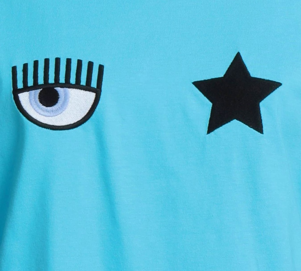 Chiara Ferragni - FRANELA MANGA CORTA AZUL CON LOGO DE OJO Y ESTRELLA