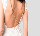 Elisabetta Franchi - VESTIDO BLANCO ARRUCHADO CON CADENA