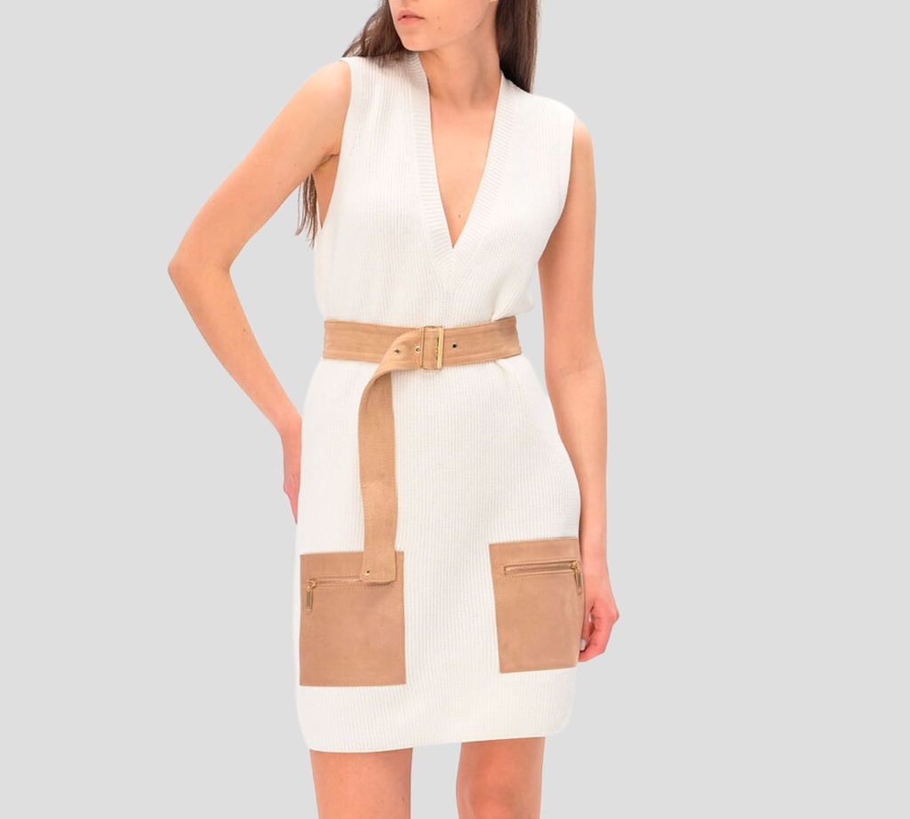 Elisabetta Franchi - VESTIDO TEJIDO CON CINTURON