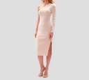 Elisabetta Franchi - VESTIDO DE PUNTO DE UNA SOLA MANGA CREMA