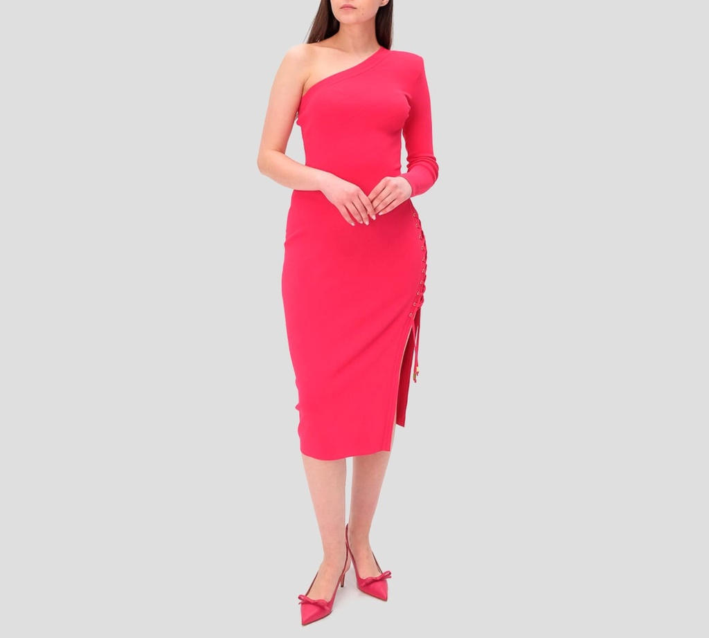 Elisabetta Franchi - VESTIDO DE PUNTO ASIMÉTRICO CON TRENZADO LATERAL