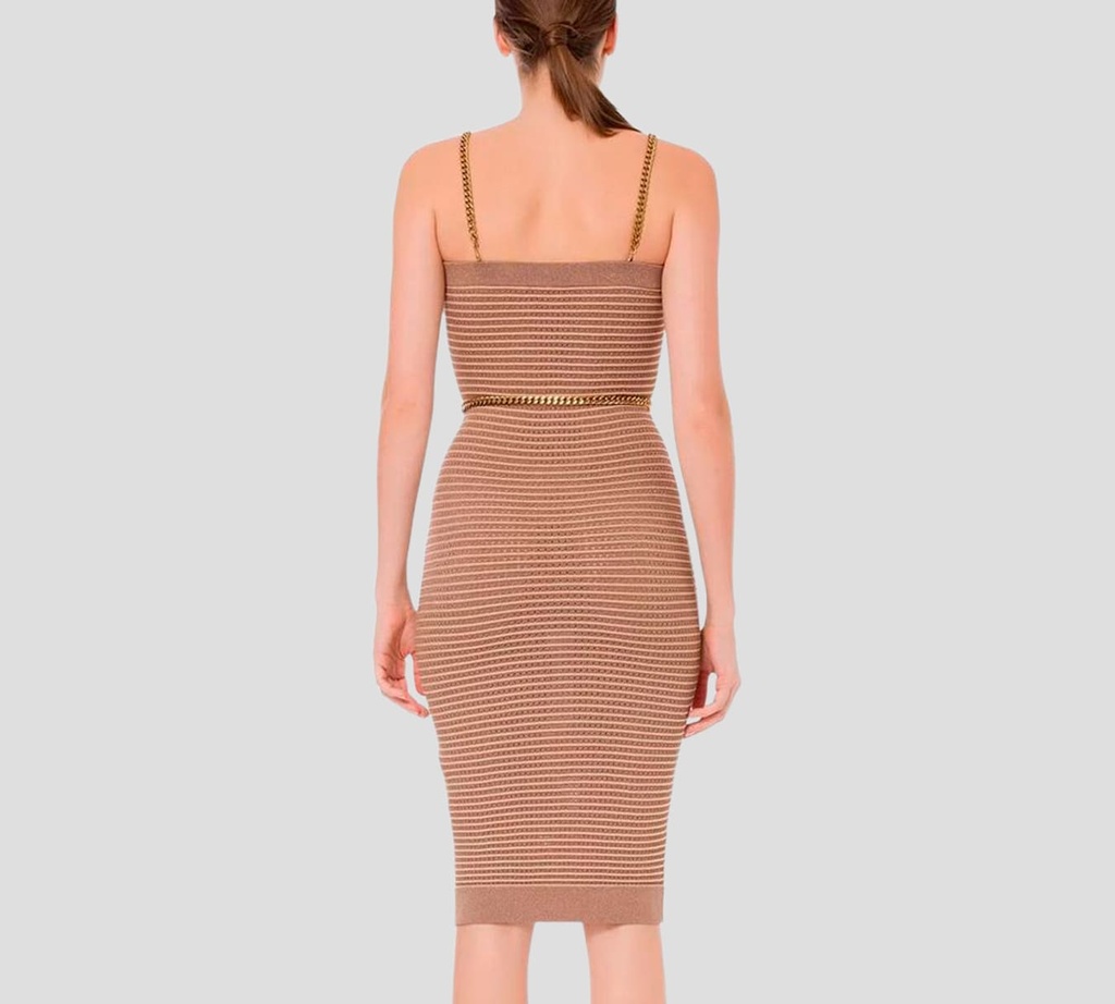Elisabetta Franchi - VESTIDO ESTILO BAMBU CON CADENAS DORADAS
