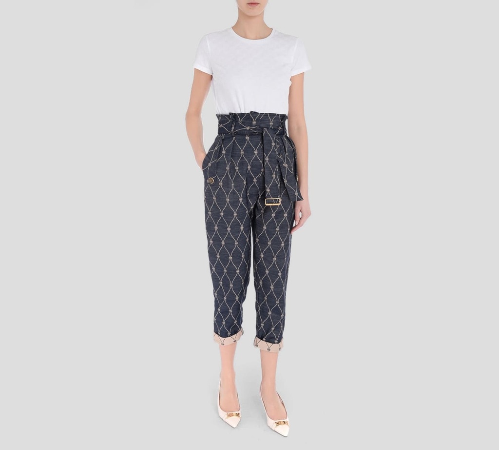 Elisabetta Franchi - FRANELA BLANCA CON PATRON DE LOGO