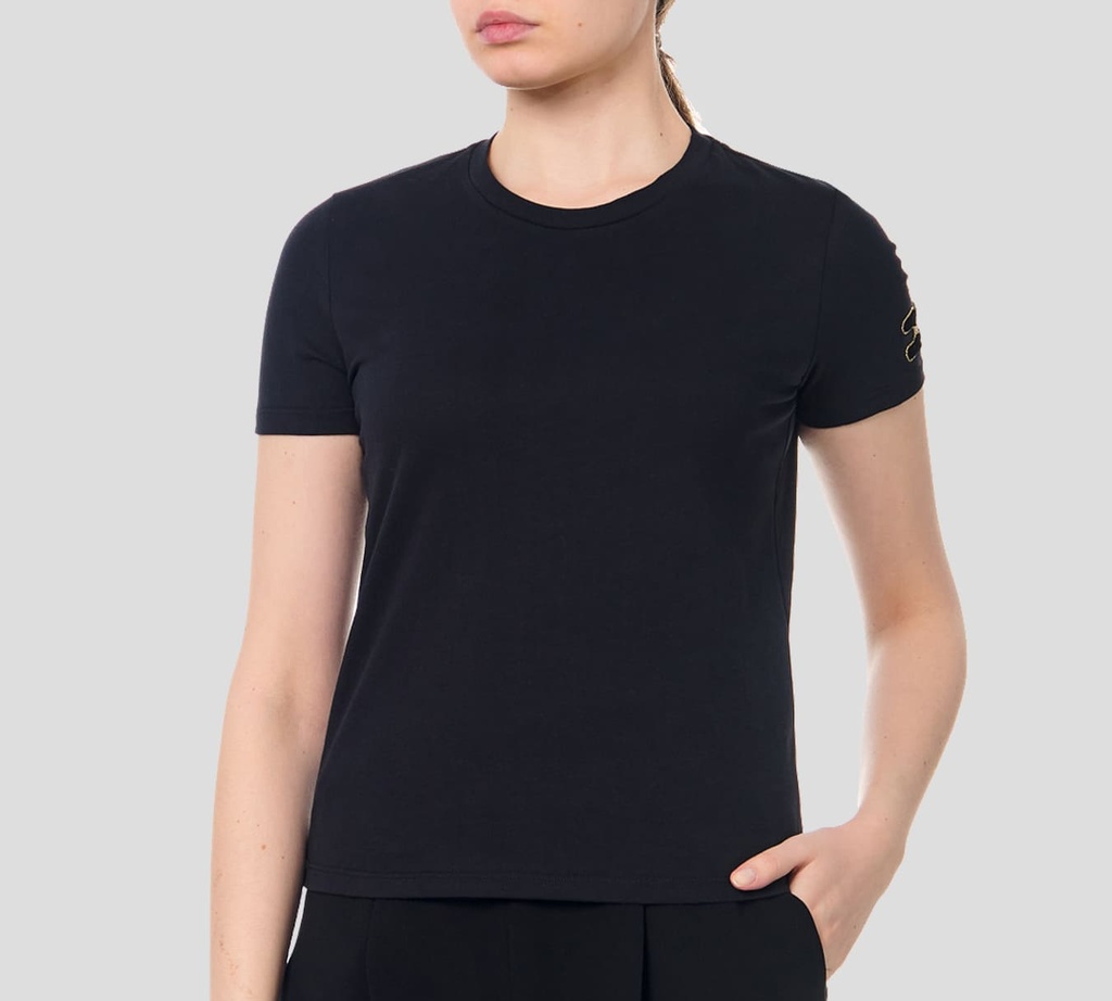 Elisabetta Franchi - FRANELA NEGRA CON MANGA BORDADA