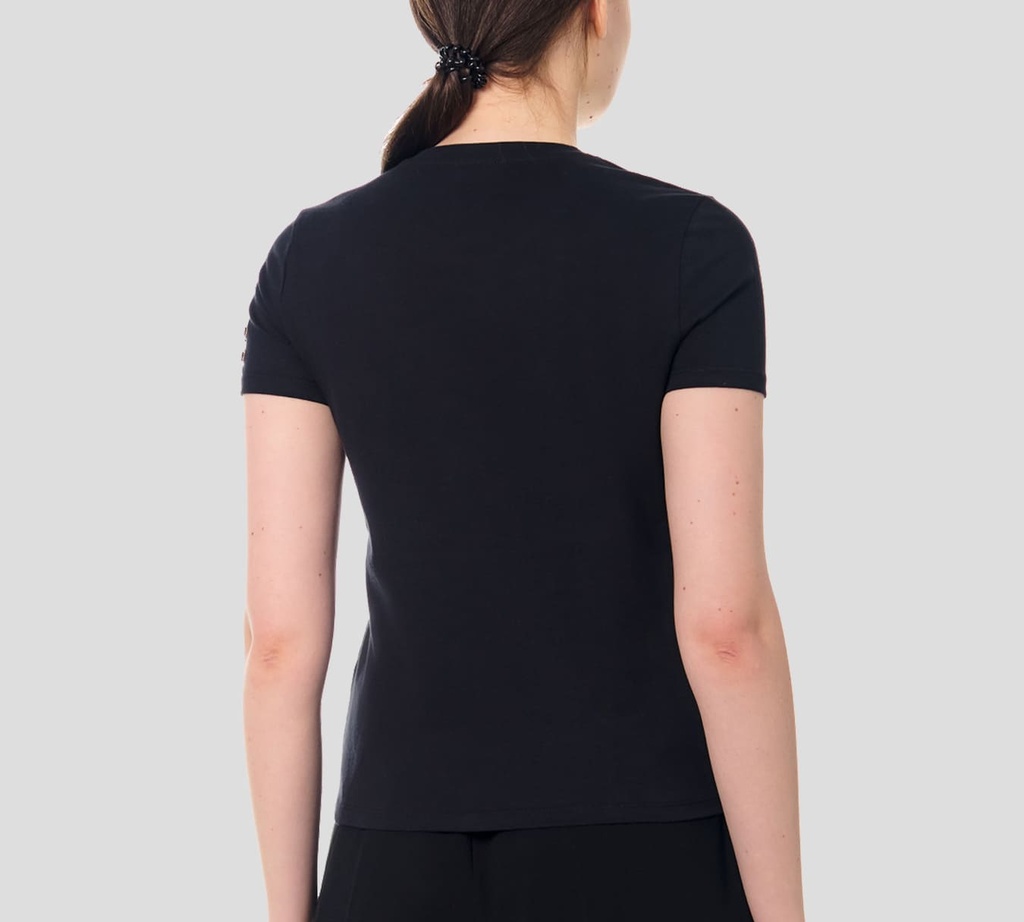 Elisabetta Franchi - FRANELA NEGRA CON MANGA BORDADA