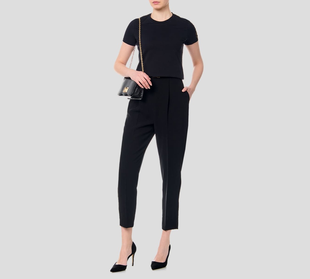 Elisabetta Franchi - FRANELA NEGRA CON MANGA BORDADA