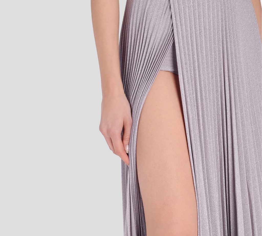 Elisabetta Franchi - VESTIDO MORADO BRILLANTE PLISADO