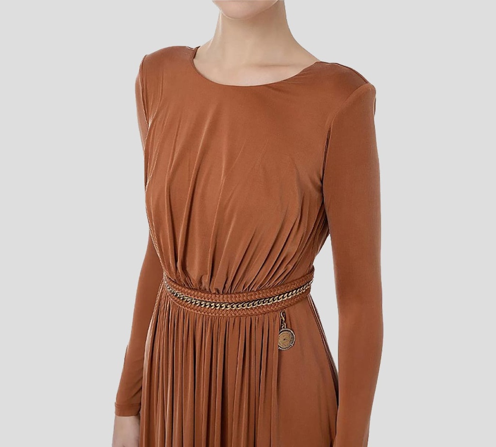 Elisabetta Franchi - VESTIDO NARANJA CLARO CON DETALLES DORADOS