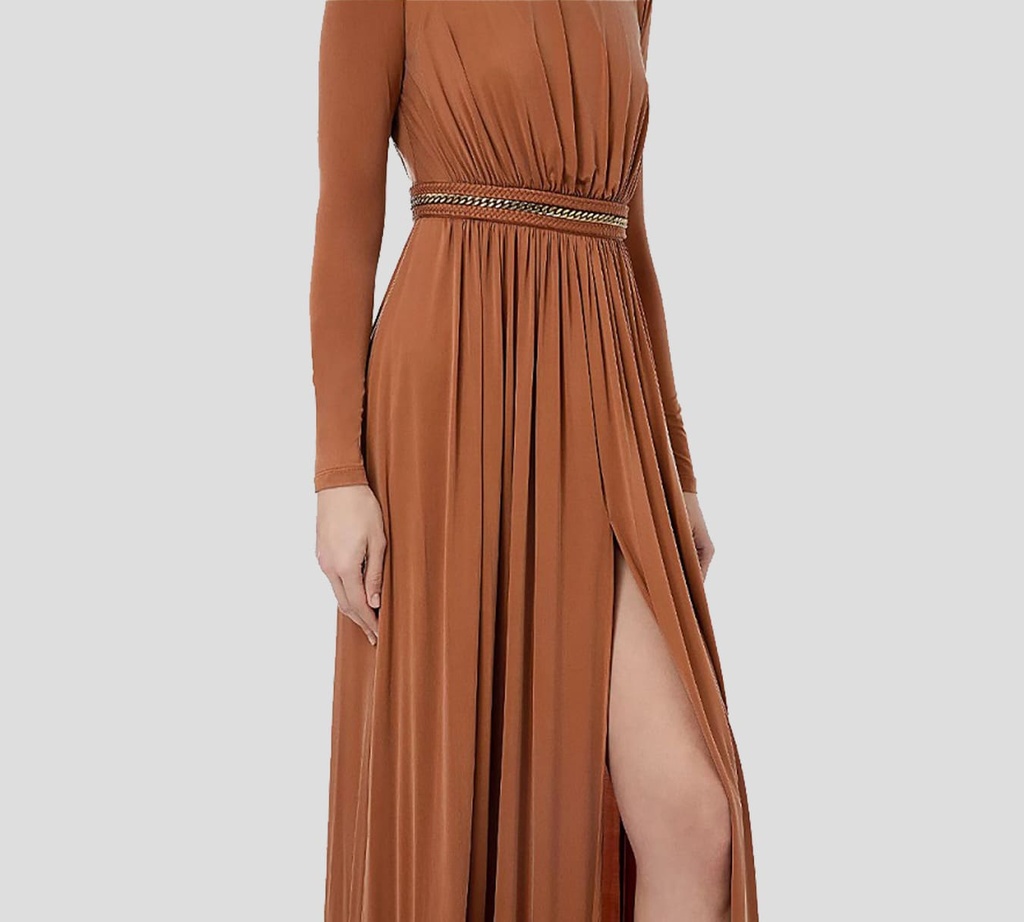 Elisabetta Franchi - VESTIDO NARANJA CLARO CON DETALLES DORADOS