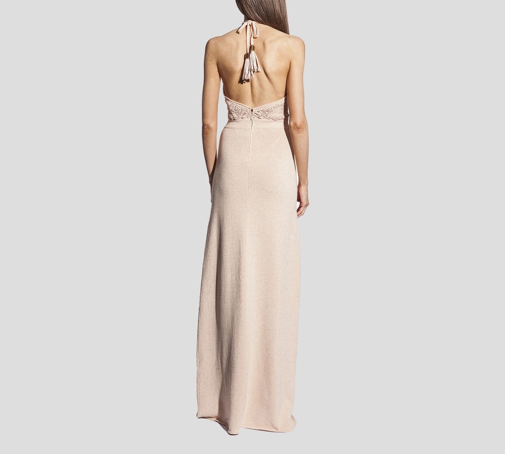 Elisabetta Franchi - VESTIDO NUDE TEJIDO EN EL PECHO