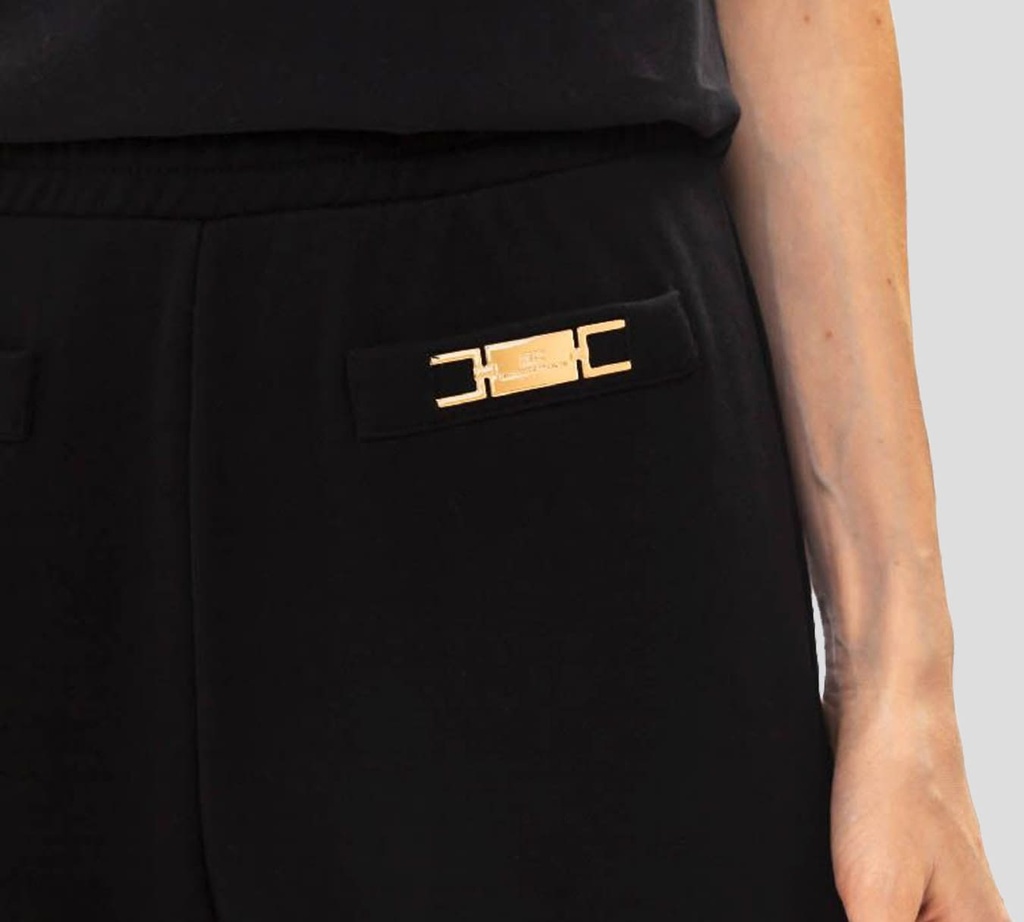 Elisabetta Franchi - MONO NEGRO CON DETALLES DORADOS