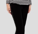 Elisabetta Franchi - PANTALON DE GAMUSA NEGRO CON DETALLES DORADOS