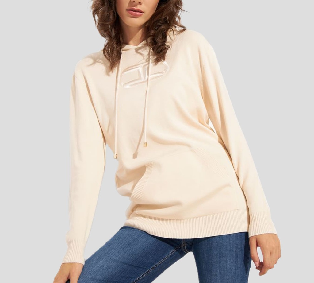 Elisabetta Franchi - SWEATER CAMEL CON LOGO