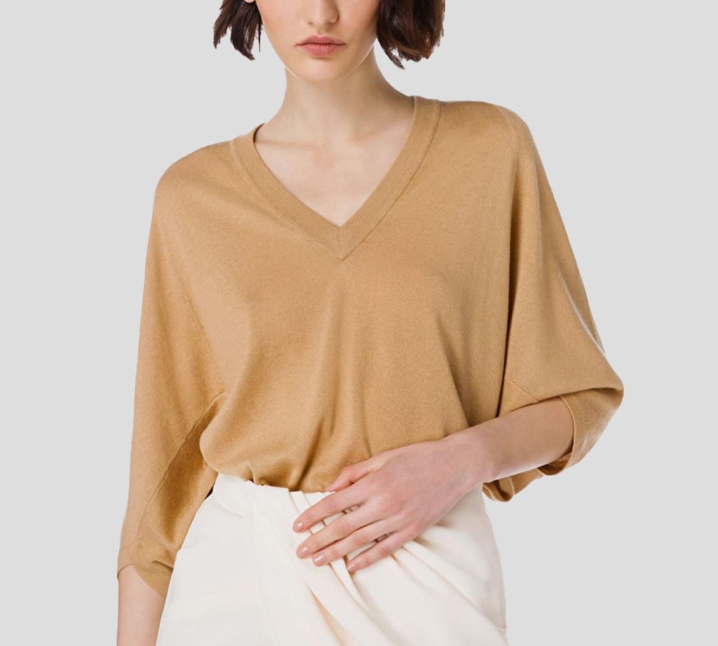 Elisabetta Franchi - PULL OVER CAMEL CUELLO EN V