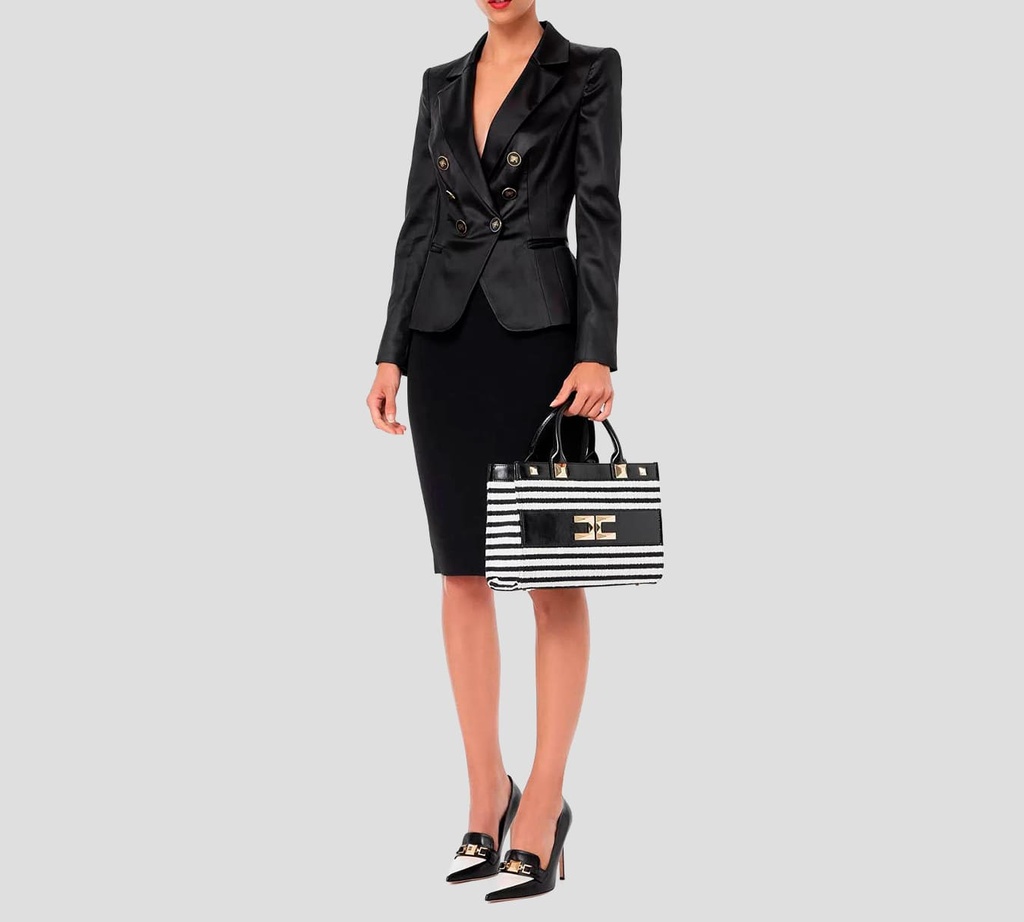 Elisabetta Franchi - CHAQUETA DE SATIN Y BOTONES DORADOS