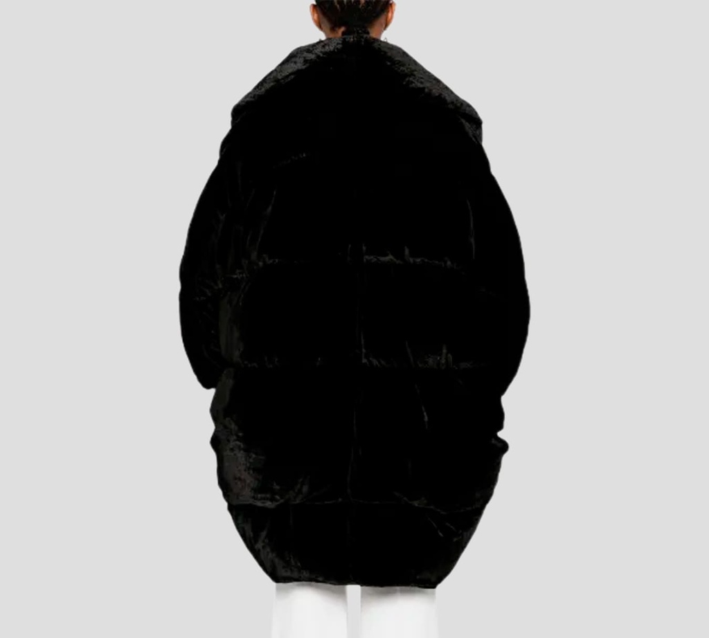 Elisabetta Franchi - ABRIGO NEGRO BRILLANTE Y LARGO