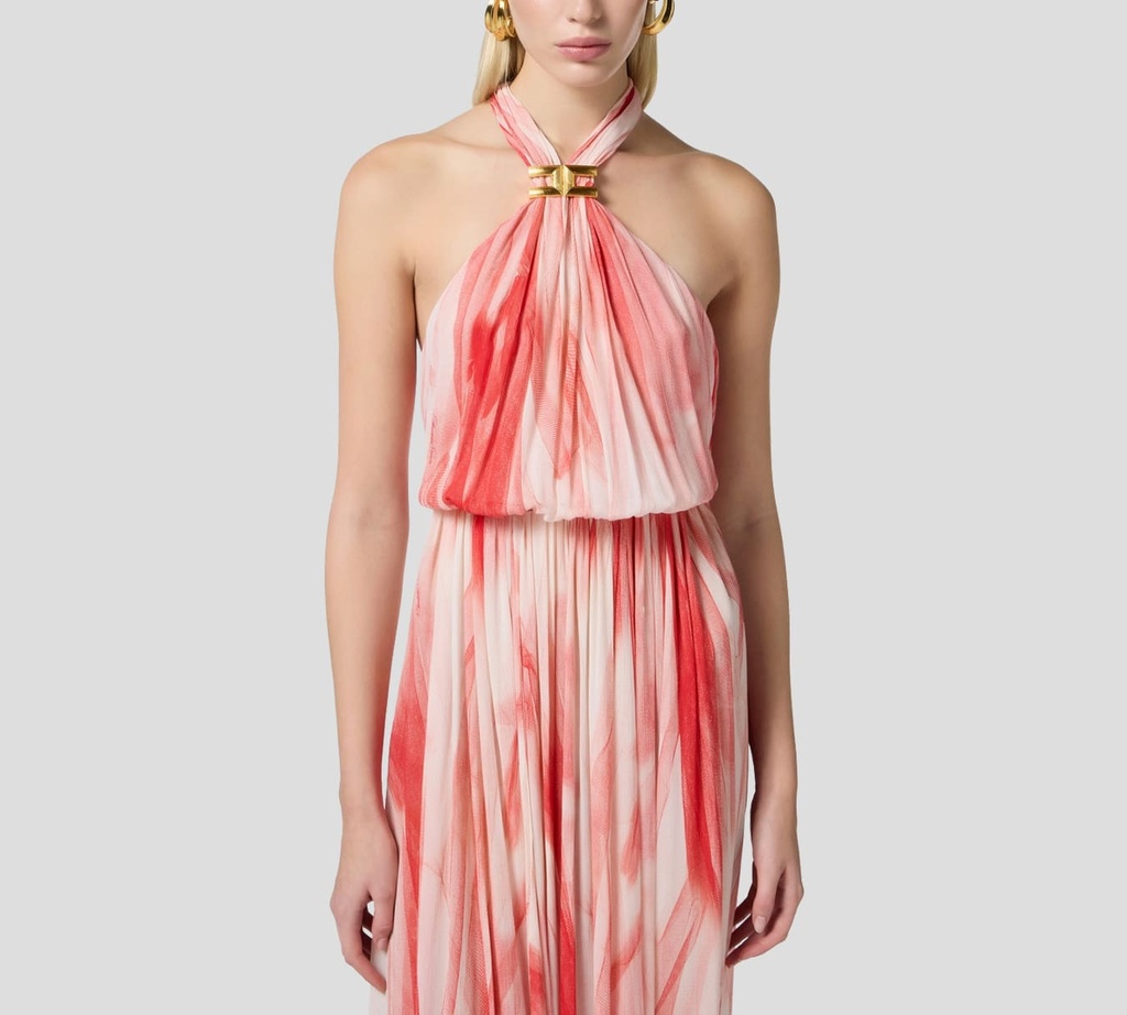 Elisabetta Franchi - VESTIDO DE VISCOSA CON ESTAMPADO DE TUL