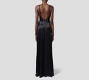 Elisabetta Franchi - VESTIDO LARGO DE SEDA Y TUL CON FLORES 3D BORDADAS 