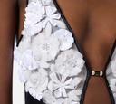 Elisabetta Franchi - VESTIDO LARGO DE SEDA Y TUL CON FLORES 3D BORDADAS 