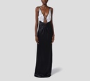 Elisabetta Franchi - VESTIDO LARGO DE SEDA Y TUL CON FLORES 3D BORDADAS 