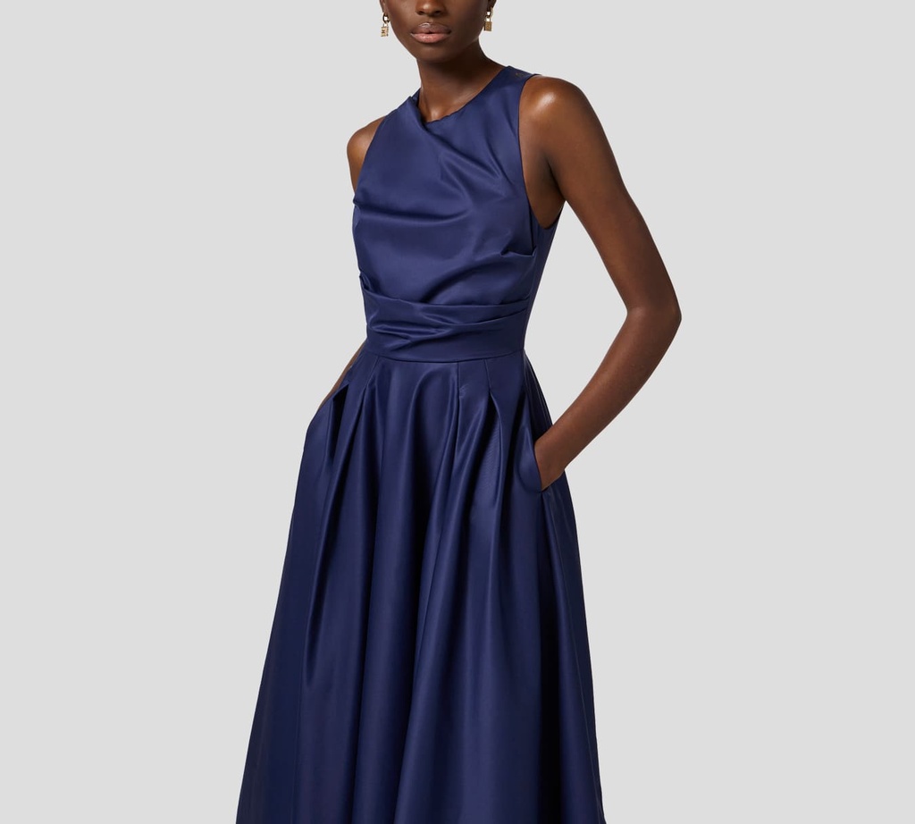 Elisabetta Franchi - VESTIDO DE POPELINA DE ALGODÓN POR DEBAJO DE LA RODILLA