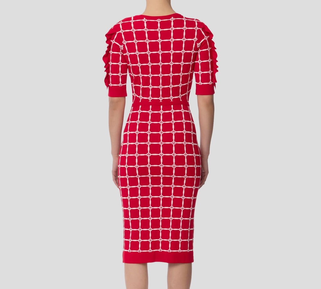 Elisabetta Franchi - VESTIDO ROJO CON PATRON DE LOGO EN BLANCO