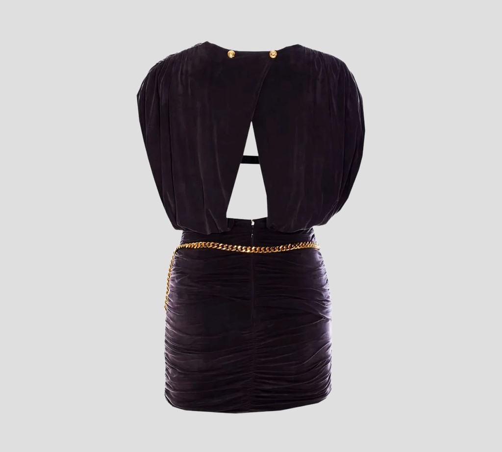 Elisabetta Franchi - VESTIDO NEGRO CON CADENA DORADA Y SOSTEN DE ENCAJE