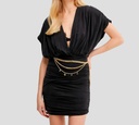 Elisabetta Franchi - VESTIDO NEGRO CON CADENA DORADA Y SOSTEN DE ENCAJE
