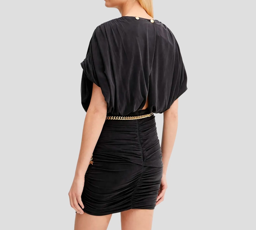 Elisabetta Franchi - VESTIDO NEGRO CON CADENA DORADA Y SOSTEN DE ENCAJE