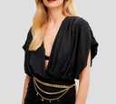 Elisabetta Franchi - VESTIDO NEGRO CON CADENA DORADA Y SOSTEN DE ENCAJE