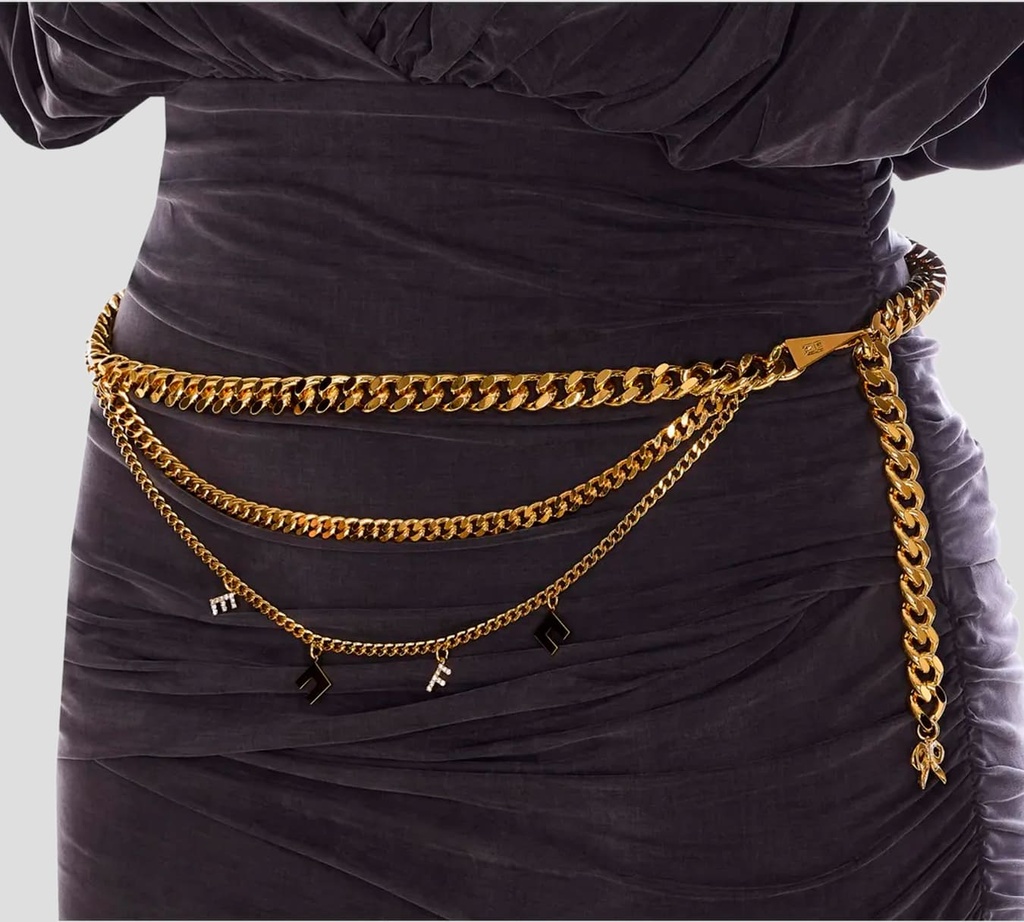 Elisabetta Franchi - VESTIDO NEGRO CON CADENA DORADA Y SOSTEN DE ENCAJE