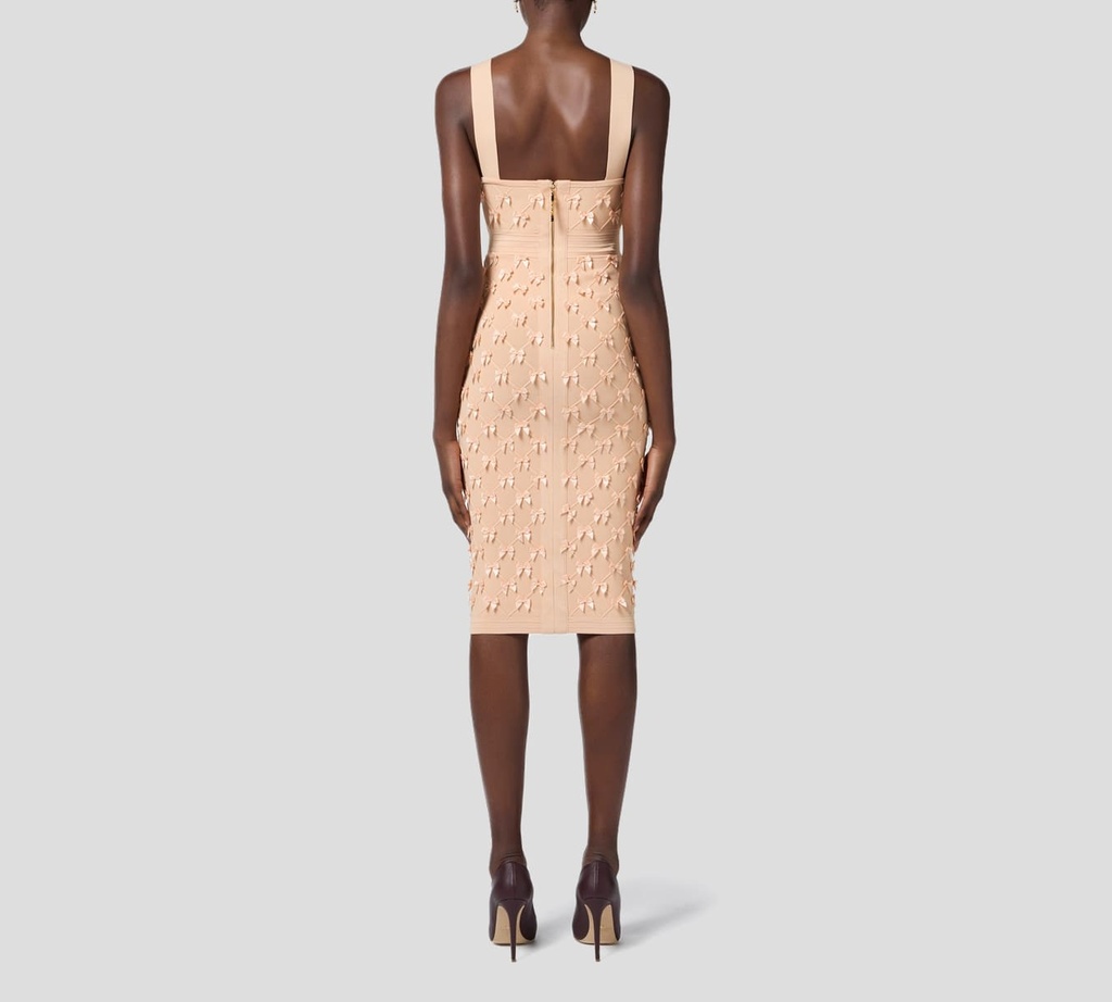 Elisabetta Franchi - VESTIDO MIDI EN VISCOSA DE PUNTO ELÁSTICO CON LAZOS
