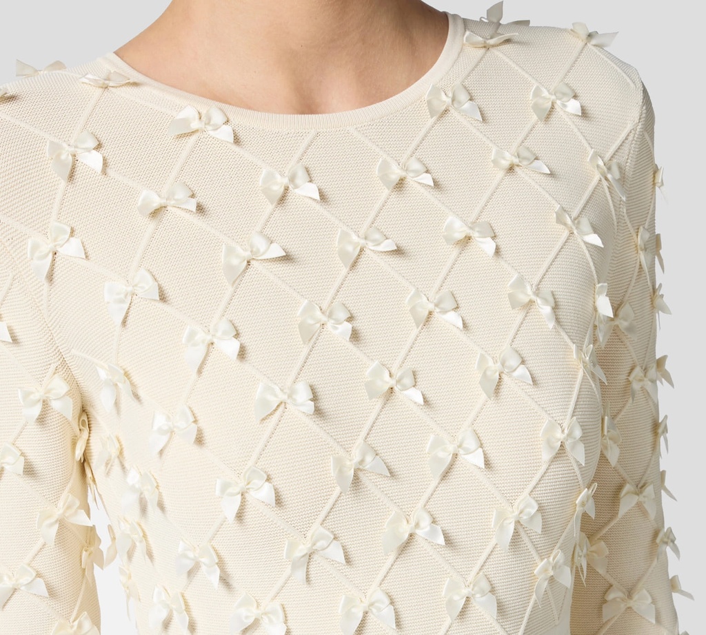 Elisabetta Franchi - VESTIDO MANGA LARGA DE PUNTO EN VISCOSA ELÁSTICA CON LAZOS