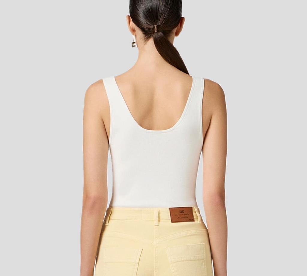 Elisabetta Franchi - BODY SIN MANGAS EN VISCOSA CON TRANSPARENCIAS