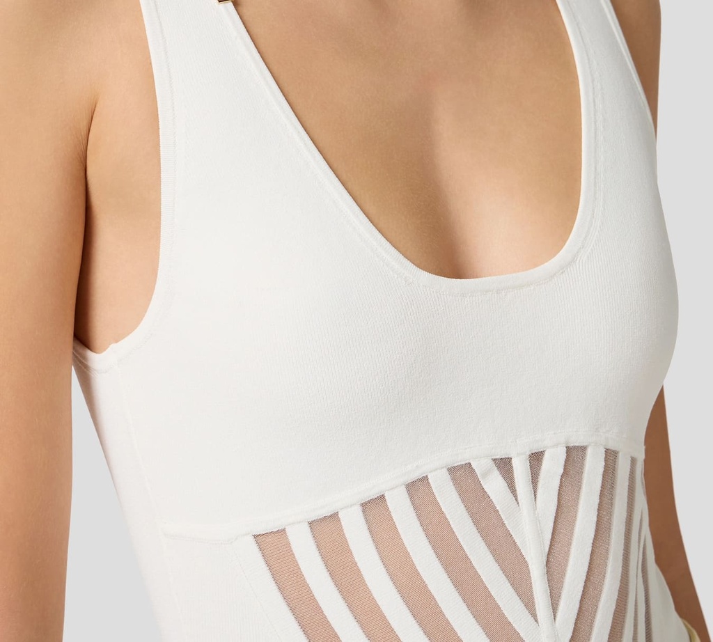 Elisabetta Franchi - BODY SIN MANGAS EN VISCOSA CON TRANSPARENCIAS