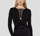 Elisabetta Franchi - BODY DE PUNTO TRENZADO CON CORDONES